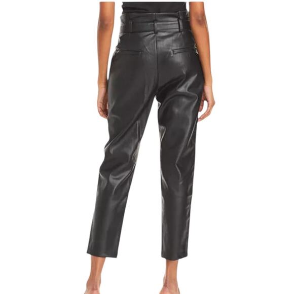 Lucy Paris Faux Leather Paperbag High Waist Ankle Pants Black NEW Large - Picture 4 of 9